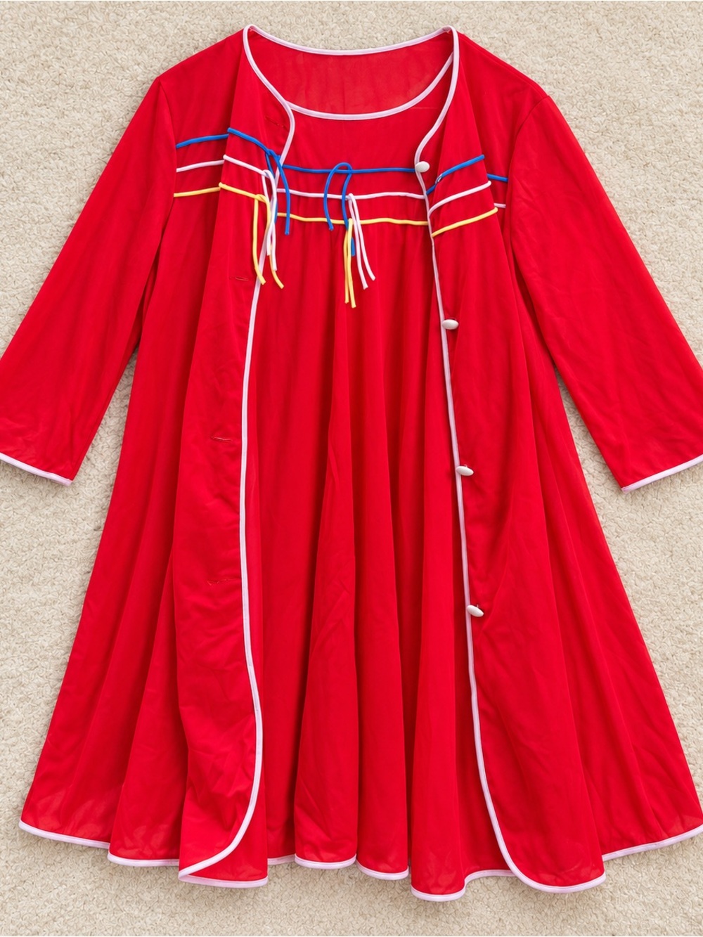 Vintage Lorraine Red Nylon Nightgown & Robe Set Medium